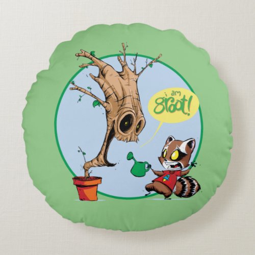 Guardians of the Galaxy  Watering Groot Round Pillow