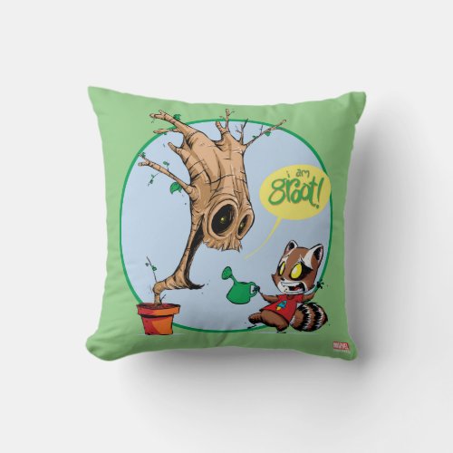 Guardians of the Galaxy  Watering Groot Throw Pillow