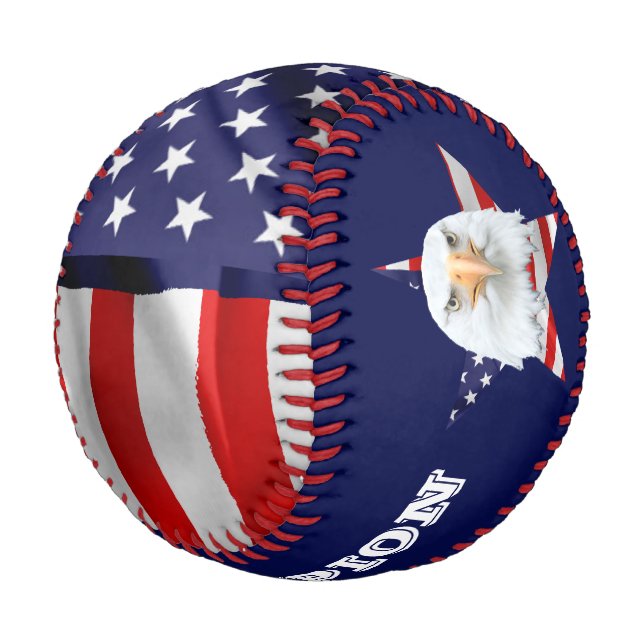 Guarding Bald Eagle, The American Flag, Star Baseball (Angled)