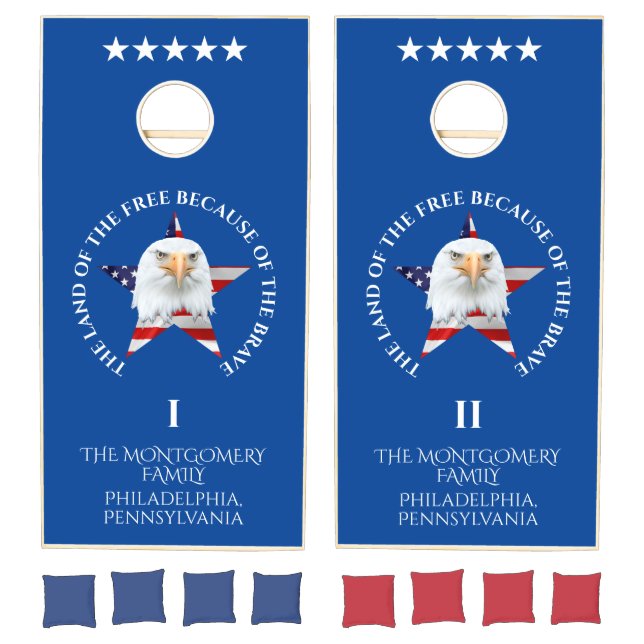 Guarding Eagle, The American Flag, Patriotic Cornhole Set (Set)