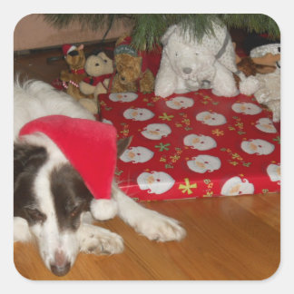 Guarding presents square sticker