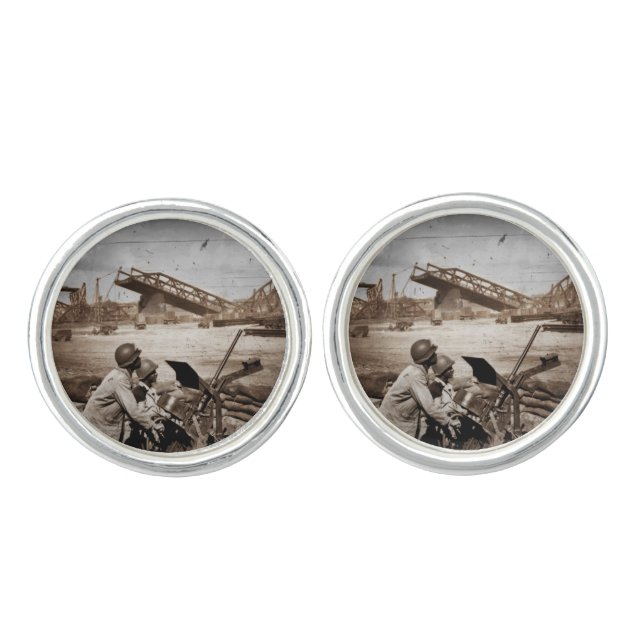 Guarding the Bridge Europe WWII Cufflinks (Front)