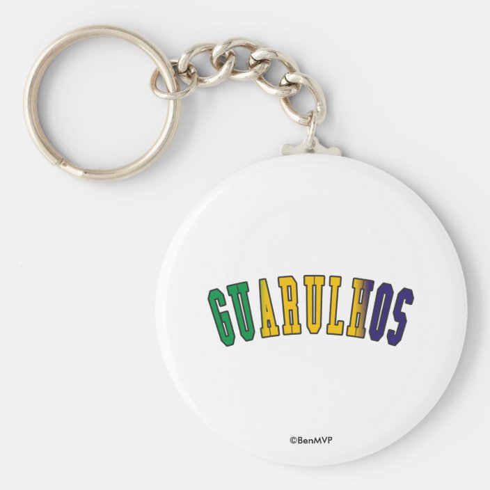 Guarulhos in Brazil National Flag Colors Keychain
