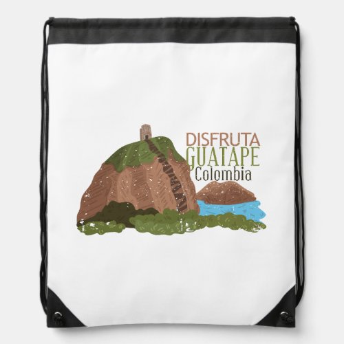 Guatape Colombia El Peol Vintage Drawstring Bag