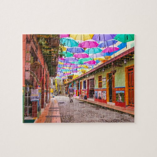 Guatap Colombia Umbrella Street Jigsaw Puzzle