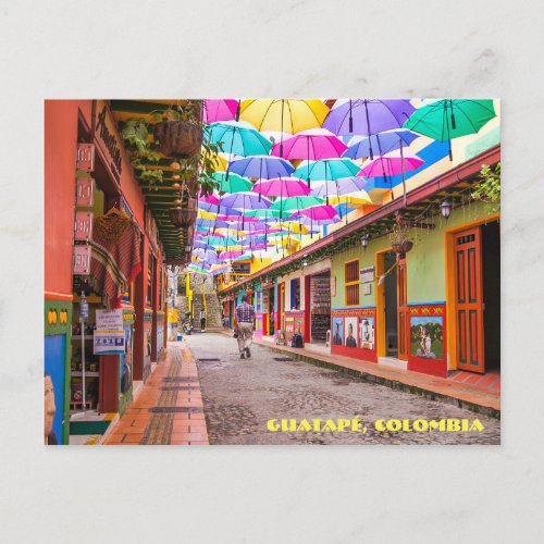 Guatap Colombia Umbrella Street Postcard