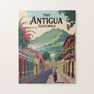 Guatemala Antigua Illustration Travel Art Vintage Jigsaw Puzzle