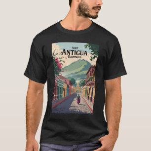 Guatemala Antigua Illustration Travel Art Vintage T-Shirt