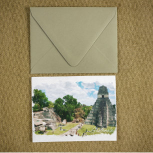 Guatemala Aztec Temple Travel Postcard