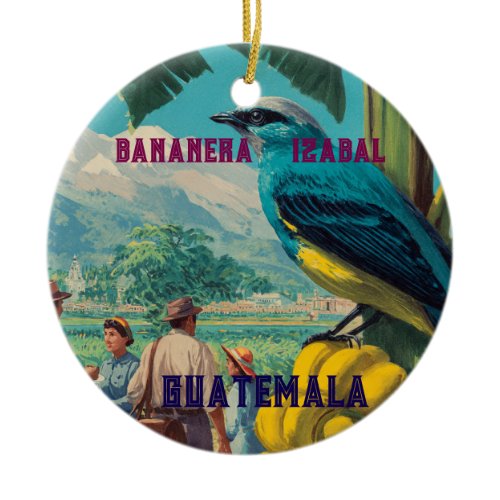 GUATEMALA, BANANERA IZABAL Retro poster Ceramic Ornament