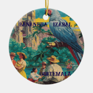 GUATEMALA, BANANERA IZABAL Retro poster Ceramic Ornament