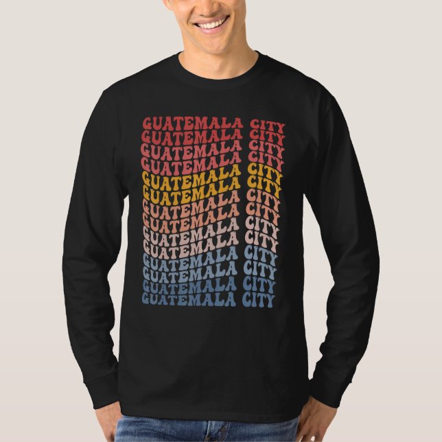 Guatemala City City Groovy Retro T-Shirt (Front)
