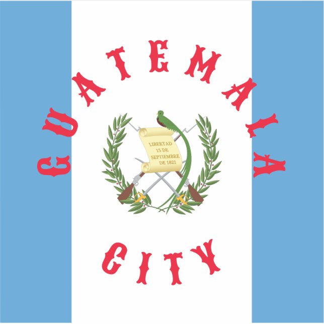 Guatemala City Flag and Coat of Arms Quetzal Bird Sticker (Front)