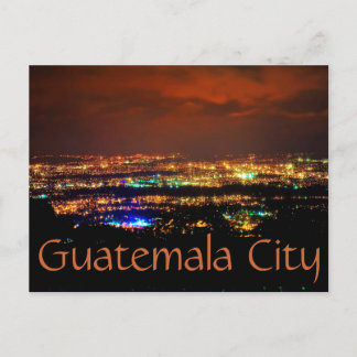 Guatemala City, Guatemala, C.A. at night. Postcard