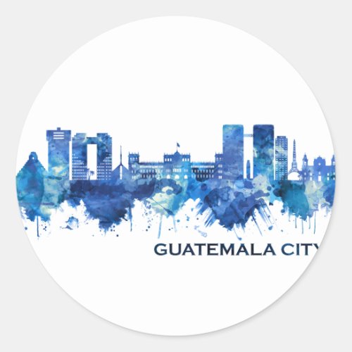 Guatemala City Guatemala Skyline Blue Classic Round Sticker