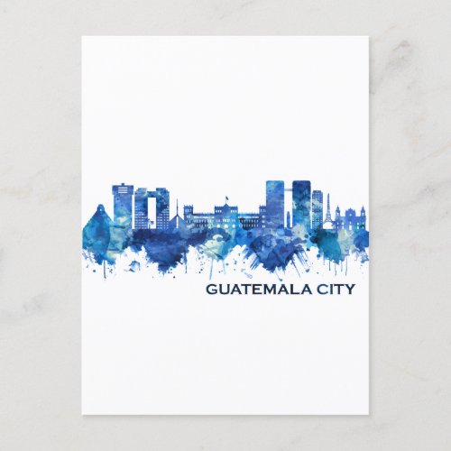 Guatemala City Guatemala Skyline Blue Invitation Postcard