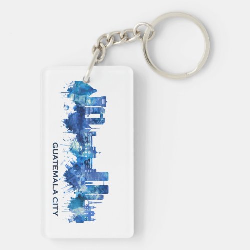 Guatemala City Guatemala Skyline Blue Keychain