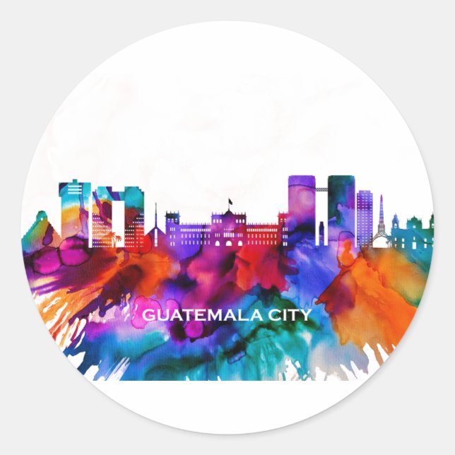 Guatemala City Skyline Classic Round Sticker (Front)