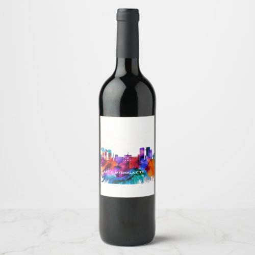 Guatemala City Skyline Wine Label