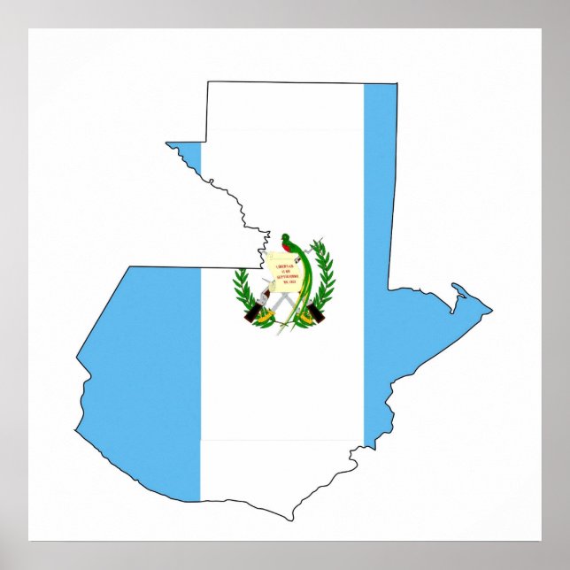 guatemala country flag map shape silhouette symbol poster (Front)