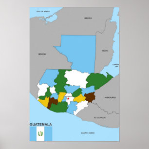 guatemala country political map flag poster