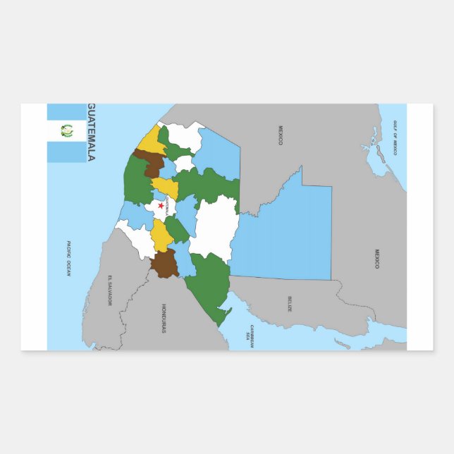 guatemala country political map flag rectangular sticker (Front)