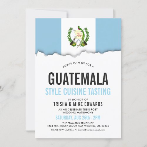 Guatemala Cuisine  Party Flag White Invite