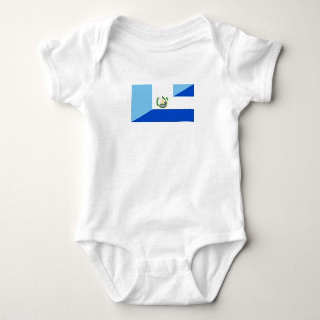 guatemala el salvador half flag country symbol baby bodysuit (Front)