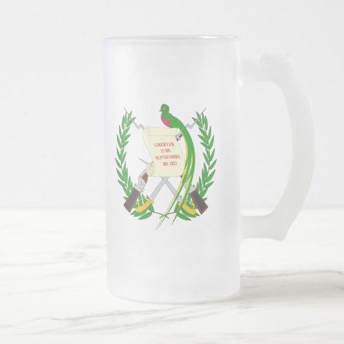 guatemala emblem frosted glass beer mug