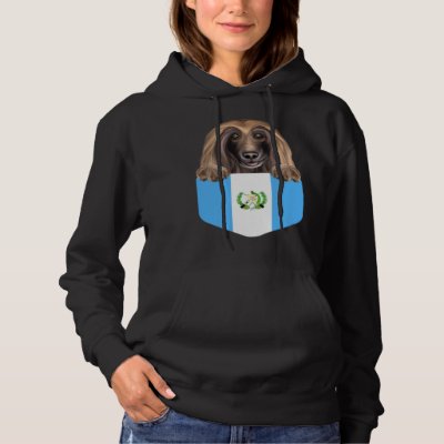 Guatemala Flag Afghan Hound Dog In Pocket Hoodie