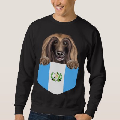 Guatemala Flag Afghan Hound Dog In Pocket Sweatshirt