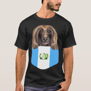 Guatemala Flag Afghan Hound Dog In Pocket T-Shirt