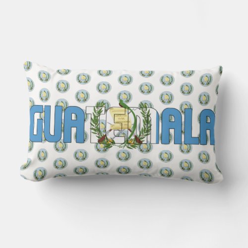 Guatemala Flag and Coat of Arms Patriotic Lumbar Pillow