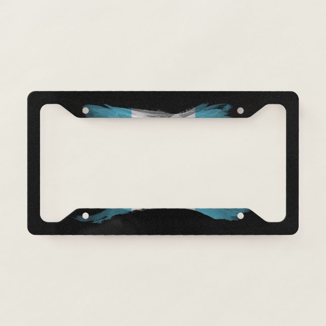 Guatemala flag brush stroke, national flag license plate frame (Front)