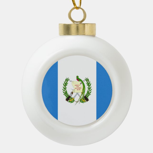 Guatemala Flag Ceramic Ball Christmas Ornament (Front)