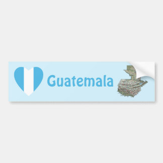 Guatemala Flag Heart + Map Bumper Sticker