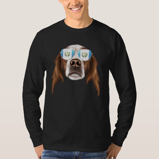 Guatemala Flag Irish Red White Setter Dog Guatemal T-Shirt (Front)