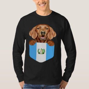 Guatemala Flag Irish Setter Dog In Pocket T-Shirt