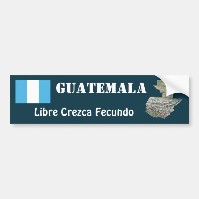 Guatemala Flag + Map Bumper Sticker (Front)