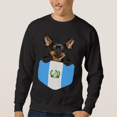 Guatemala Flag Miniature Pinscher Dog In Pocket Sweatshirt
