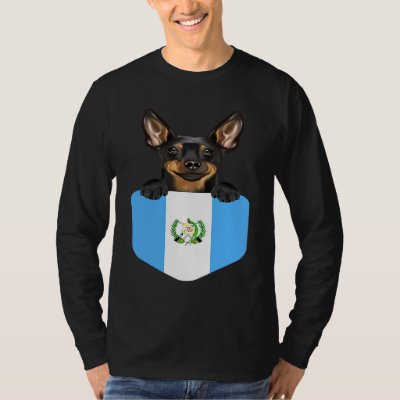 Guatemala Flag Miniature Pinscher Dog In Pocket T-Shirt