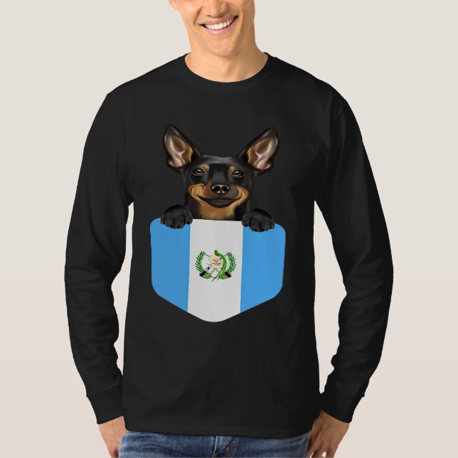 Guatemala Flag Miniature Pinscher Dog In Pocket T-Shirt (Front)