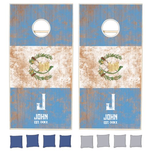 Guatemala Flag Personalized Name Monogram Wood Cornhole Set