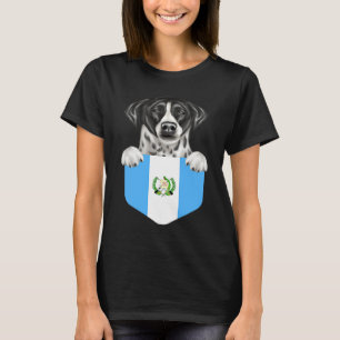 Guatemala Flag Pointer Dog In Pocket T-Shirt