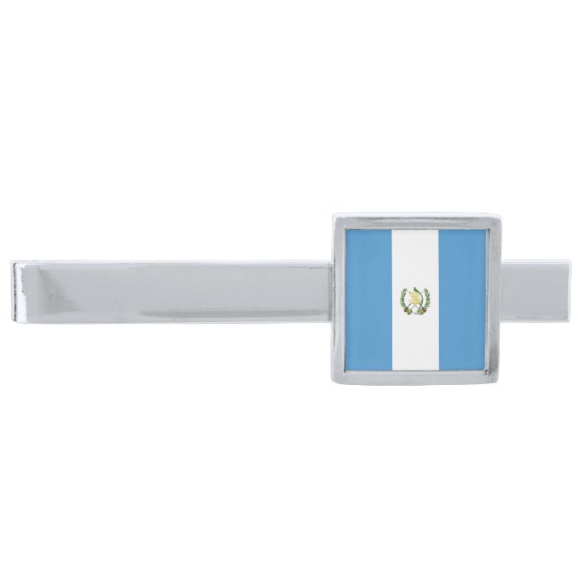 Guatemala Flag Silver Finish Tie Bar (Front)