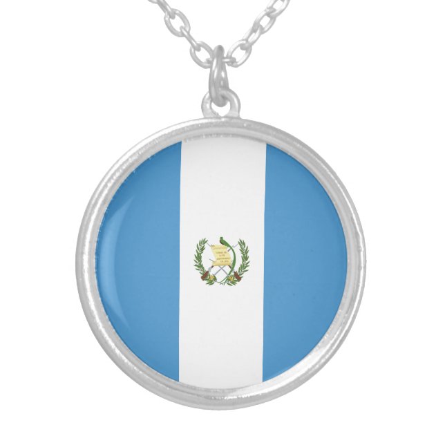 Guatemala Flag Silver Plated Necklace (Front)