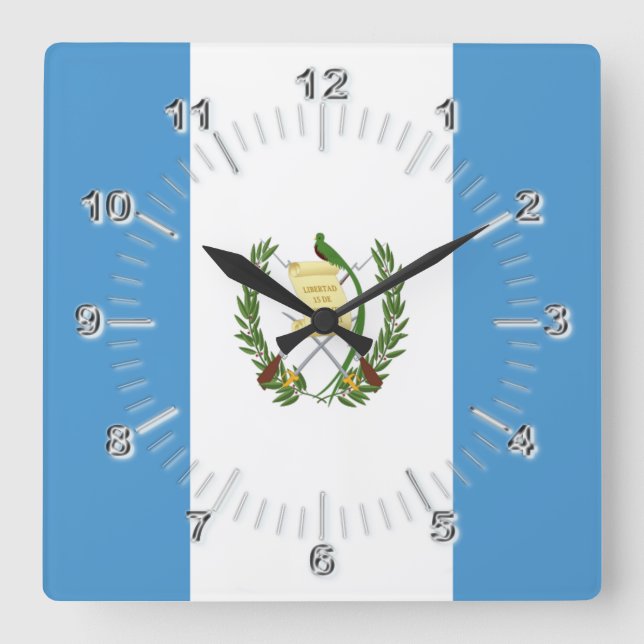 Guatemala flag square wall clock (Front)