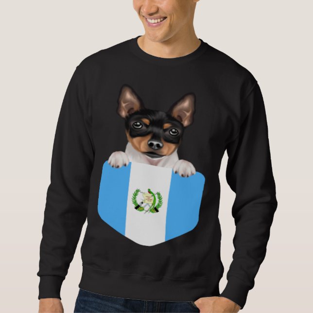 Guatemala Flag Toy Fox Terrier Dog In Pocket Sweatshirt (Front)