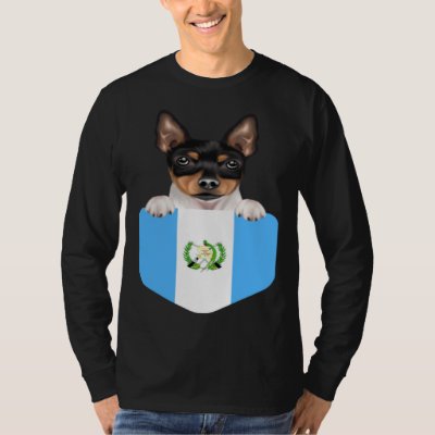 Guatemala Flag Toy Fox Terrier Dog In Pocket T-Shirt