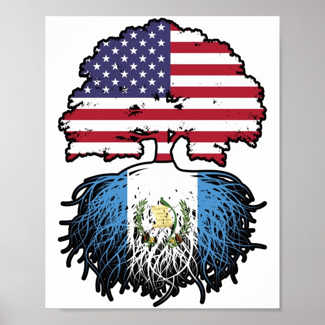 Guatemala Guatemalan American USA Tree Roots Flag Poster (Front)